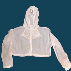 Balance Athletica Crop Athletic Jacket with Hood Translucent White Zip Up Medium